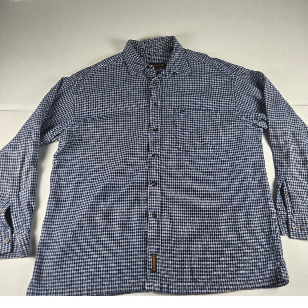 Timberland Mens XL Blue White Check Button Front Shirt 100% Cotton Outdoor - Picture 3 of 11